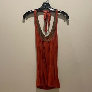 Elegant Sleeveless Rust Tank Top